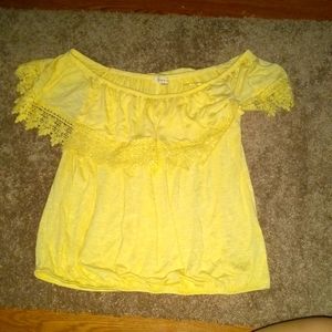 Beautiful  cropped  faded yellow shirt
